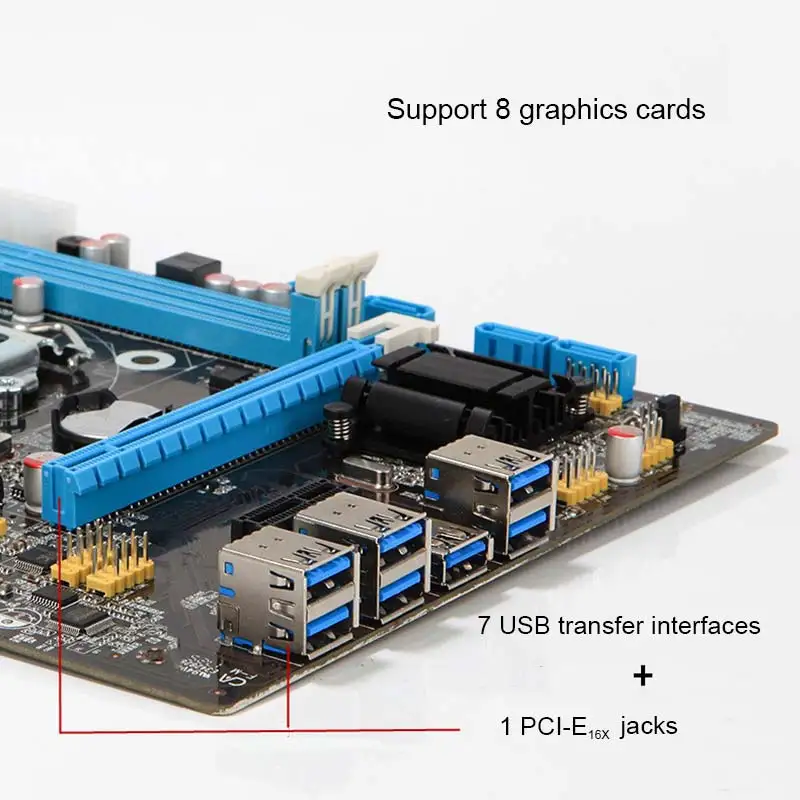 

HOT B85 BTC+ETH Mining Bitcoin 8 PCI-E USB3.0 directly Slots Mainboard for Intel BUS66