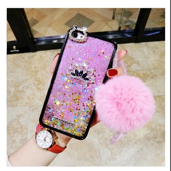 

Diamond fur pompom crystal strap liquid phone case For Huawei p20 p10 mate 10 20x pro plus lite Y7 PRO Y9 2018 NOVA 2 2S PLUS
