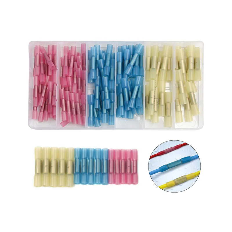 

100pcs Waterproof Heat Shrink Butt Connectors Electrical Wire Splice Cable Crimp Terminals Connectors AWG 22-10 Kit