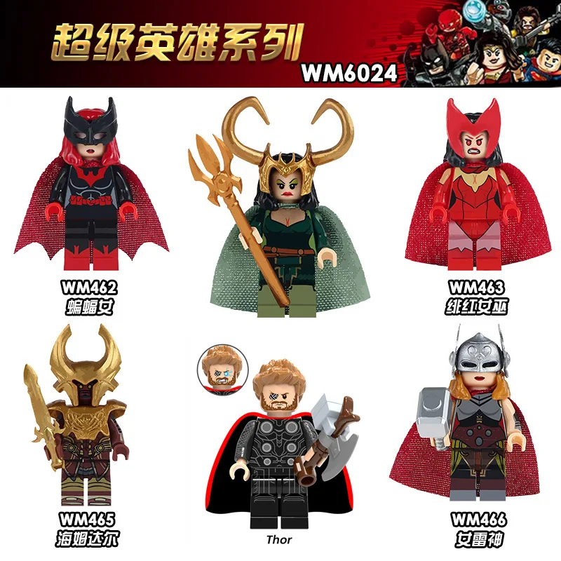 

Marvel Super Heroes Loki Lady Thor Knight Scarlet Witch Lady Loki Heimdallr Lady Thor Model Building Blocks Kids Education Toys
