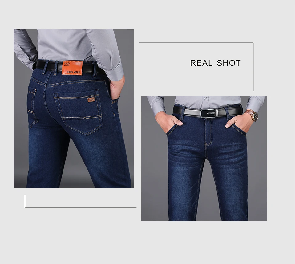 NIGRITY зимние теплые мужские флисовые повседневные Прямые джинсы стрейч толстые джинсовые фланелевые мягкие брюки классического размера плюс