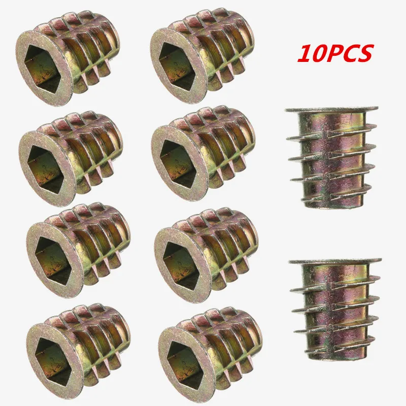 

New Arrival 10pcs Zinc Alloy Hex Screw Set Insert Nut Wood Furniture Hex Socket Drive Head Screws Threaded For Wood Furniture