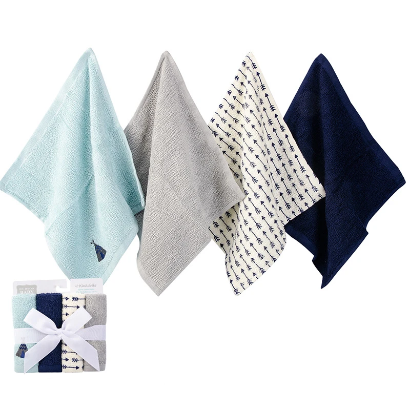 4PC 100% Cotton Newborn Baby Kids Bath Hand Towel Wash Cloth Washcloths Stuff for Newborns Reusable Baby Wipes Toallas Kids
