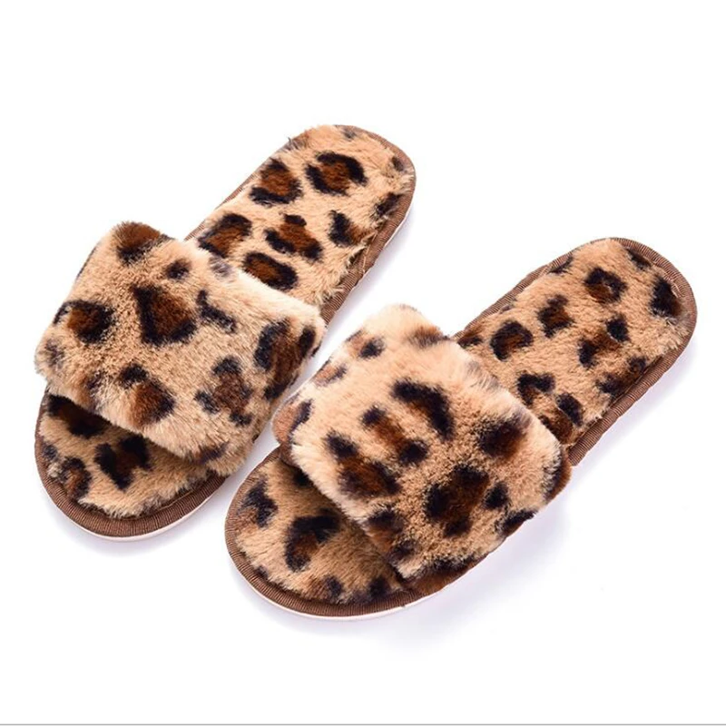 Women Winter Warm Ful Slippers Women Slippers Cotton Sheep Leopard