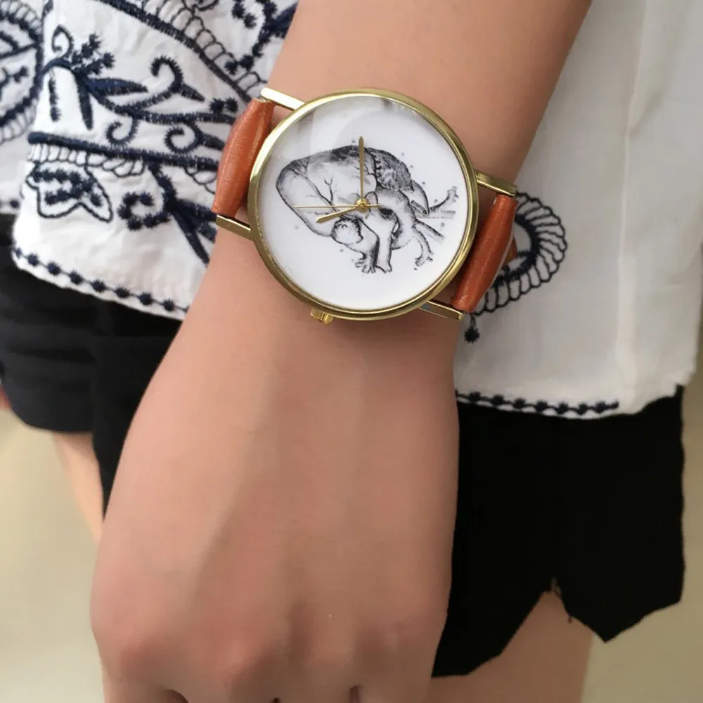 

Watch Women Top Brand Willby Heart Organ Printed PU Leather Watches Women Mens Quartz Wrist Watches Bracelets Saat Drop Shipping