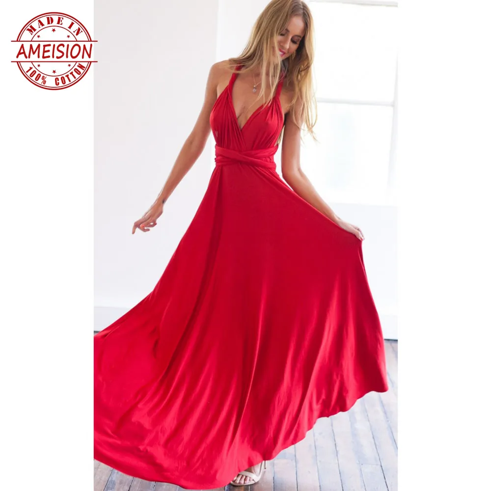 

Sexy Women Multiway Wrap Convertible Boho Maxi Club Red Dress Bandage Long Dress Party Bridesmaids Robe Longue Femme
