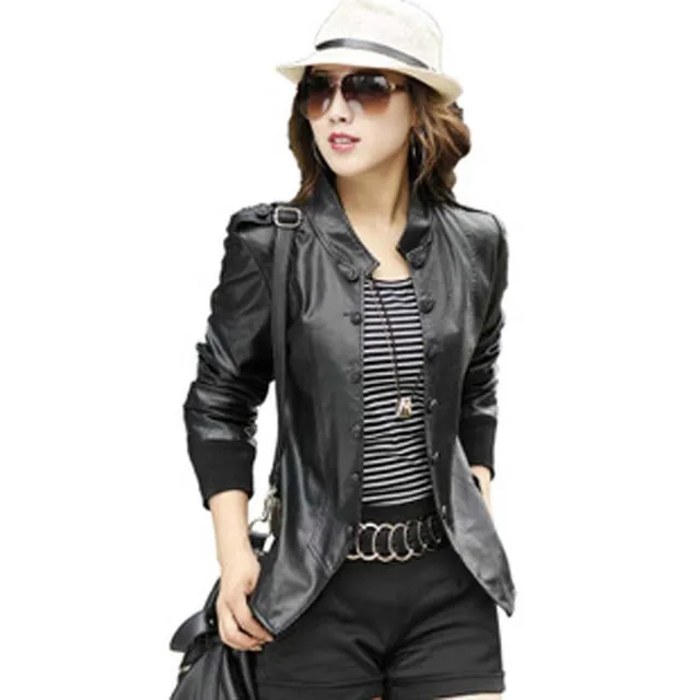 2016 Nueva chaqueta de cuero de las mujeres estilo moda