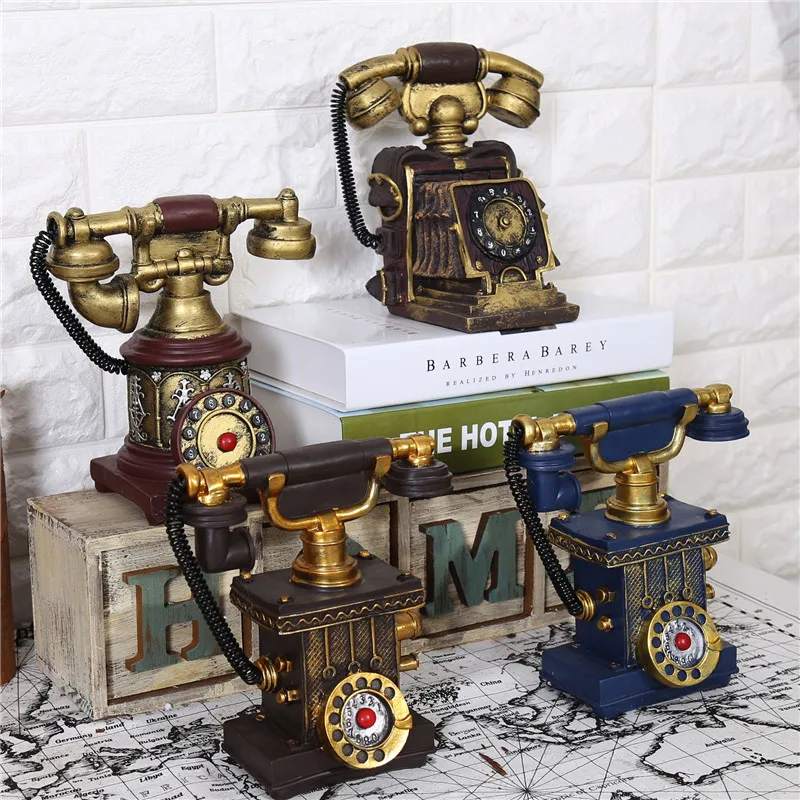 

Vintage Style Resin Craft Money Box Resin Telephone Model Desktop Decor Crafts Figurines Home Decors Miniature Craft Piggy Bank