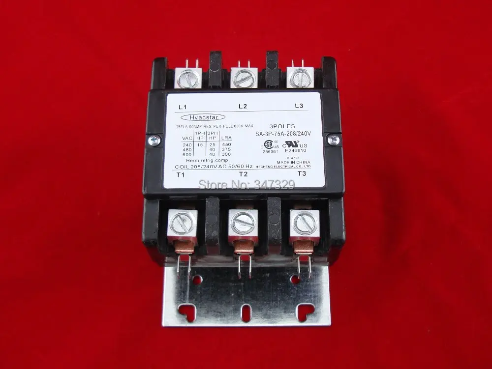 Hvacstar Sa3p75a208/240v Definite Purpose Contactor 3poles 75fla 208