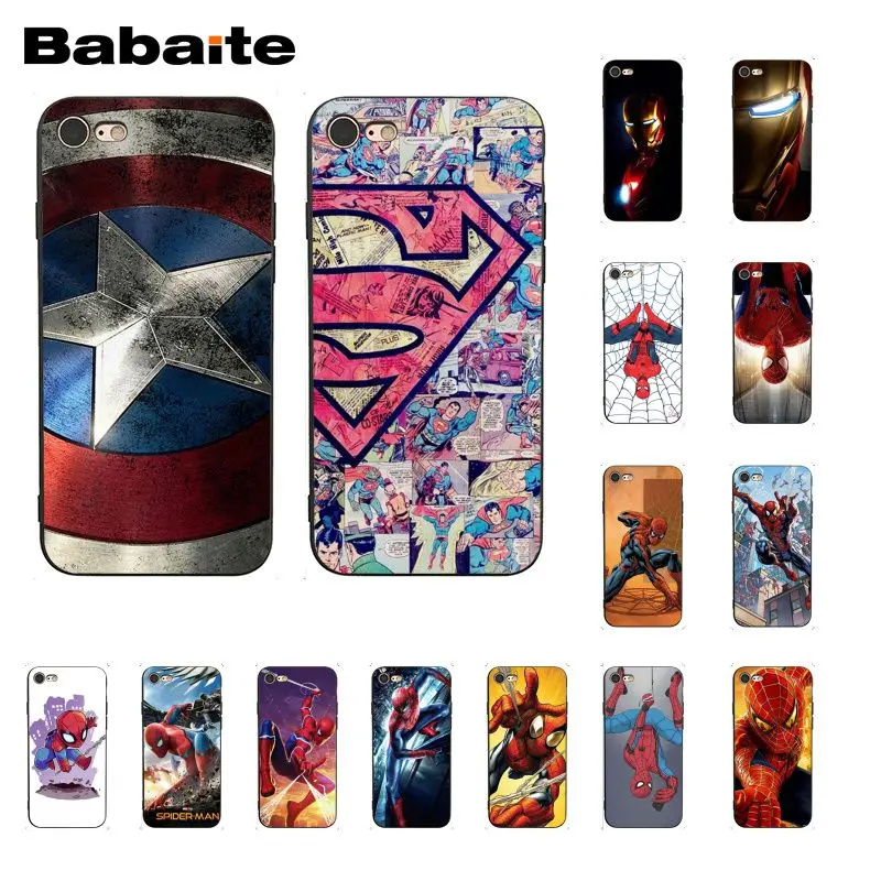 

Babaite Marvel Comics Spider Superman Captain America Phone Case for iphone 11 Pro 11Pro Max X XS MAX 6 6s 7 8 Plus 5S SE XR