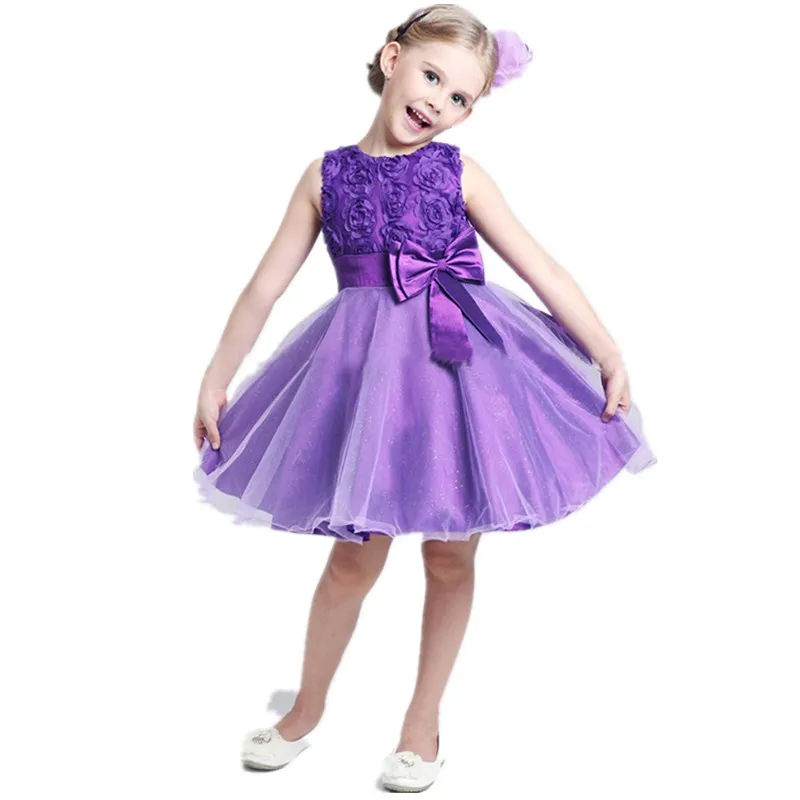 

Bow Flower Girl Dresses For Weddings Little Girl Birthday Dress For 2 to 13 Yeas Elegant Girls Princess Party Dress For Children