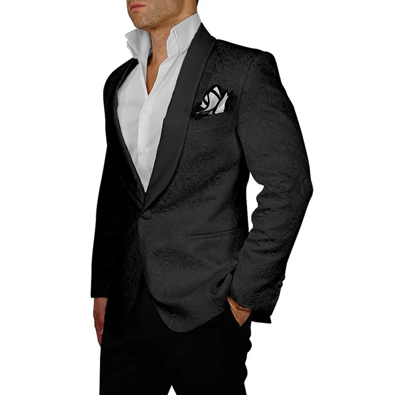 HB063 индивидуальный заказ Официальный Мужской костюм Slim Fit черный цвет Мужские свадебные костюмы Жених смокинги для мужчин 2 шт. костюм с брюками