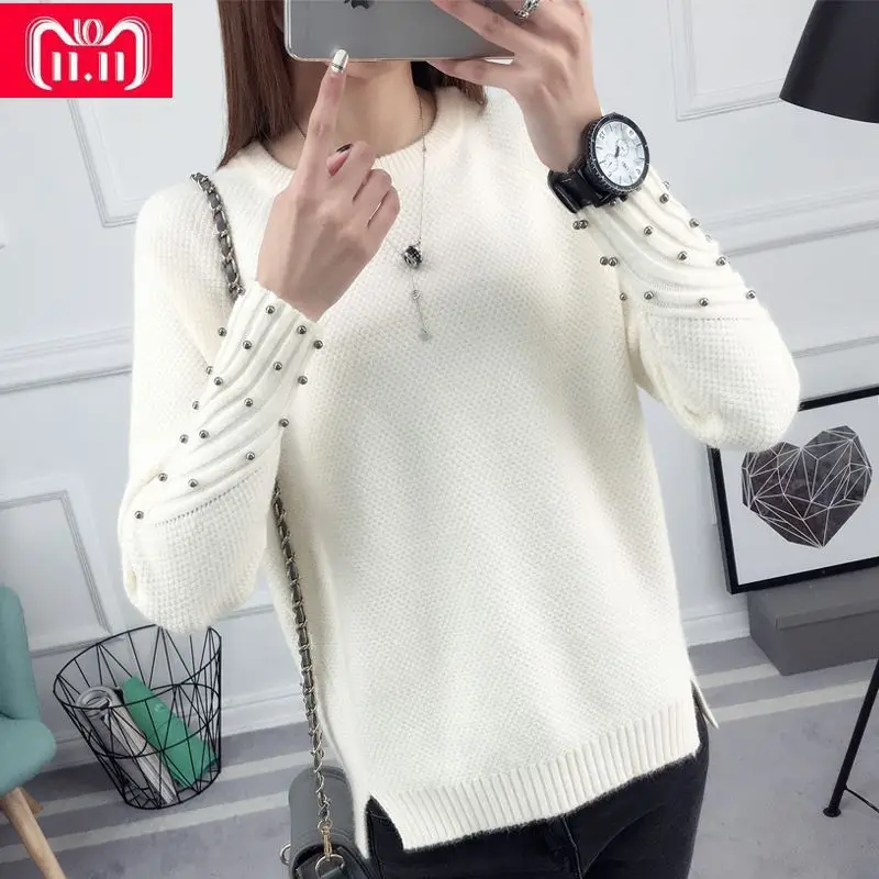 Цена OHCLOTHING 2019 новая весна корейский короткие универсальные зимний свитер вязаная рубашка с длинными рукавами свободные свитер для женщин пулов...