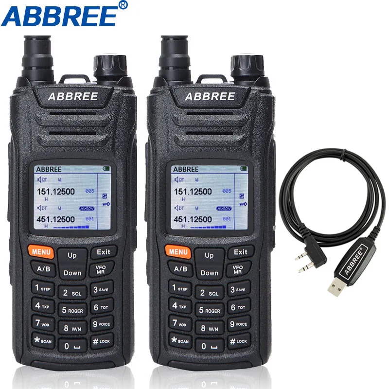 

2PCS Abbree AR-F6 Walkie Talkie 6 Bands Dual Standby 999CH Multi-functional VOX DTMF SOS LCD Display Ham Radio with USB Cable