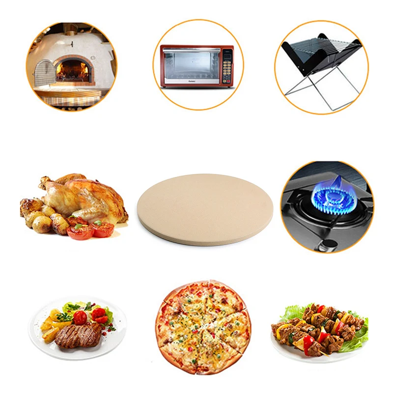 10 & 13 inch Pizza Stone for Cooking Baking Grilling -13 Inch Extra Thick - Pizza Tools for Oven and BBQ Grill Bakeware Kitchen