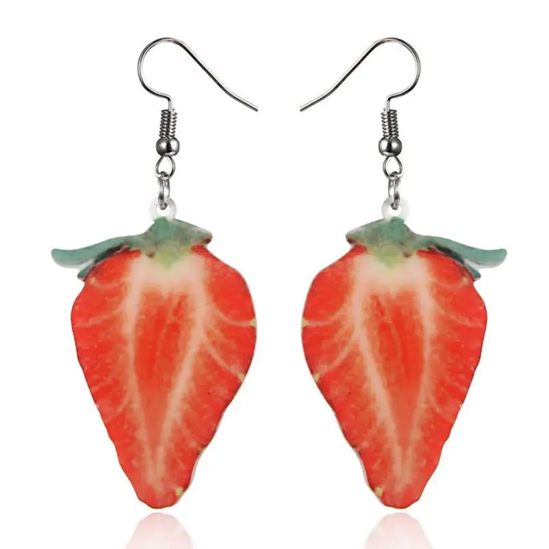 Elegant Cute Large Fruit Strawberry Earrings Pineapple Drop Dangle Hook Earrings Women Jewelry