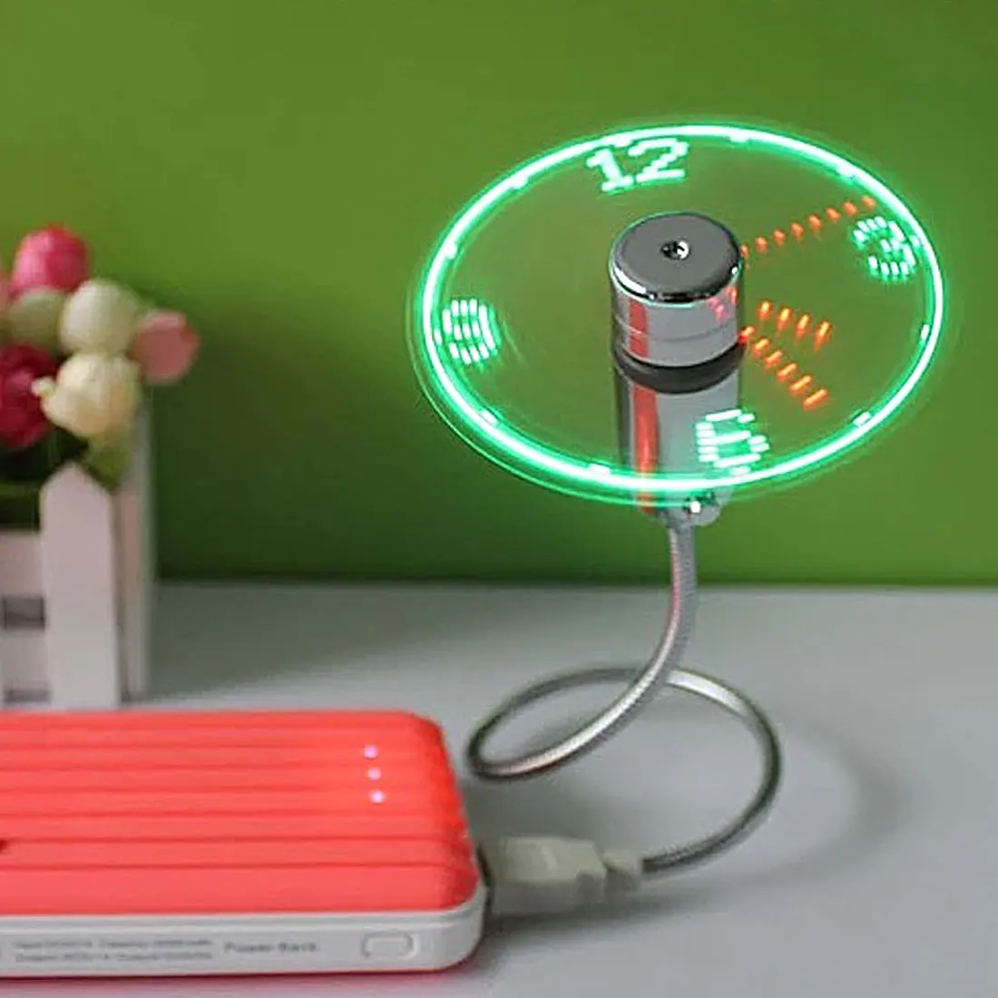 NOYOKERE Бренд Прочный Регулируемый USB гаджет мини гибкий светодиодный светильник USB вентилятор время часы настольные часы Отображение времени