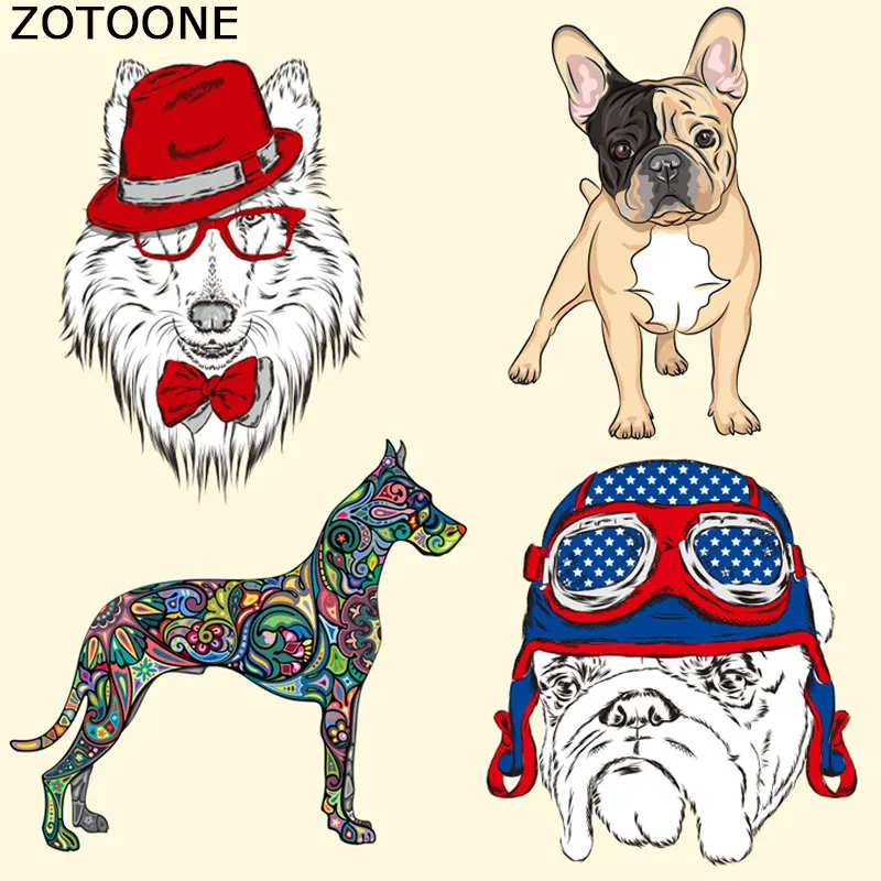 

ZOTOONE Cute Patches Dog Stickers Print on T-shirt Dresses Jeans A-level Washable Iron on Patches Heat Press Appliqued Irons C
