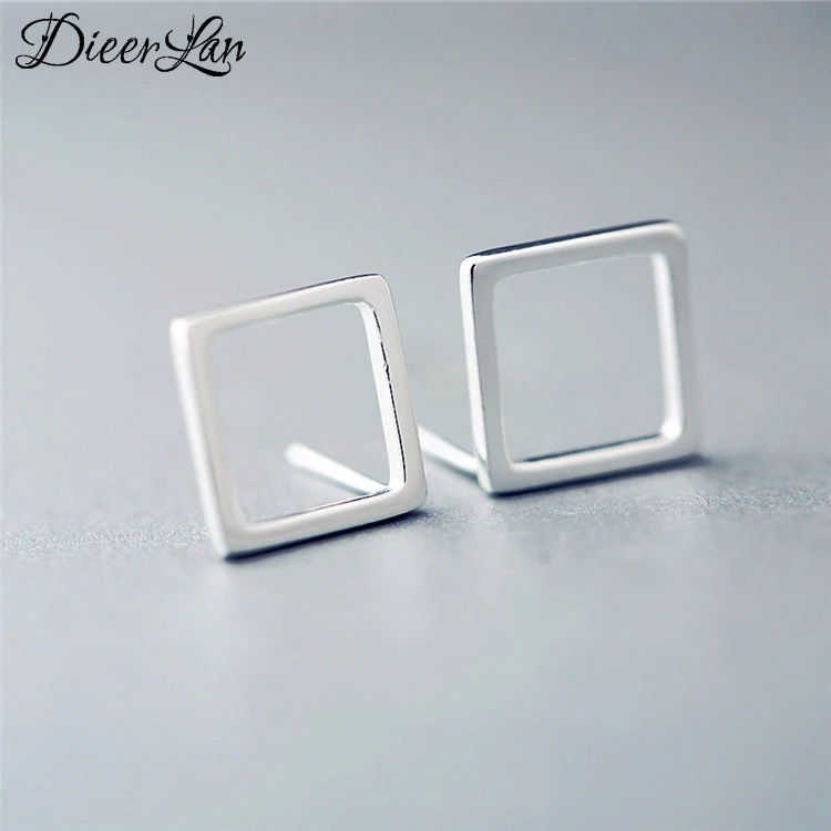 925 пробы серебряные простые квадратные серьги для женщин и девушек, подарок, горячая распродажа, модные ювелирные изделия из стерлингового серебра