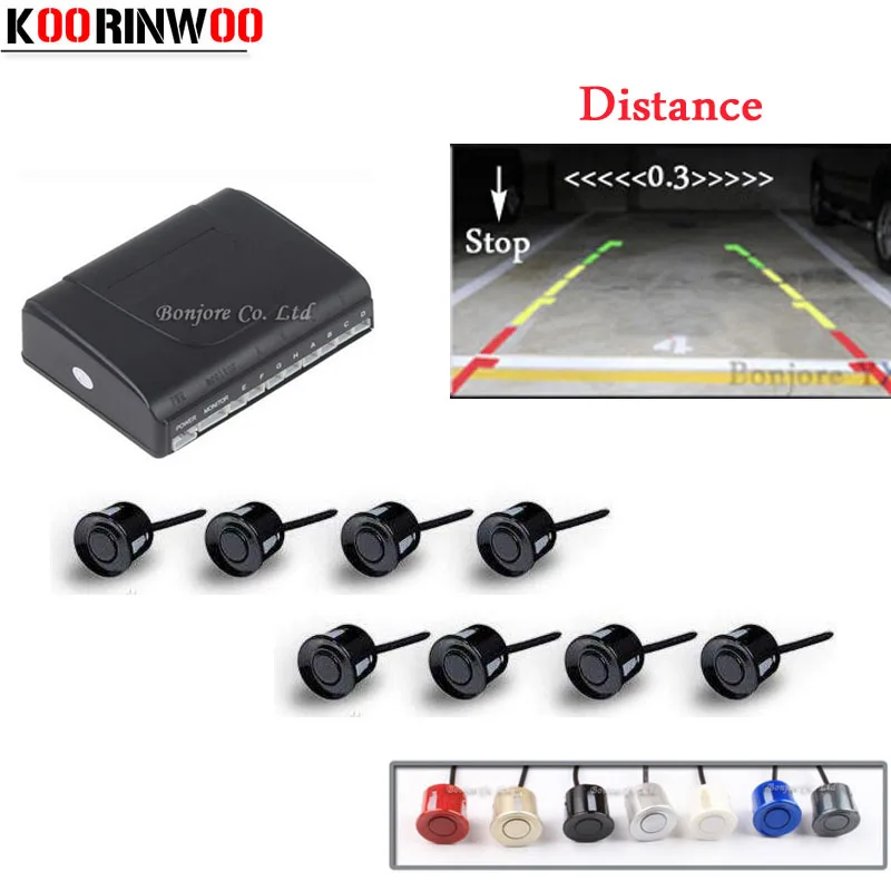 Koorinwoo Dual Core CPU Car Parking Sensors 8 Radars Front and Rear Alarm Probe Parktronic System Car-detector Parking Assist