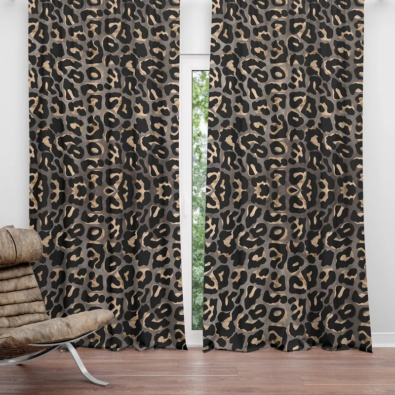 

European leopard curtain polyester living room Shading curtain custom made Partition curtain soft 2.5m 2.7m bedroom curtain