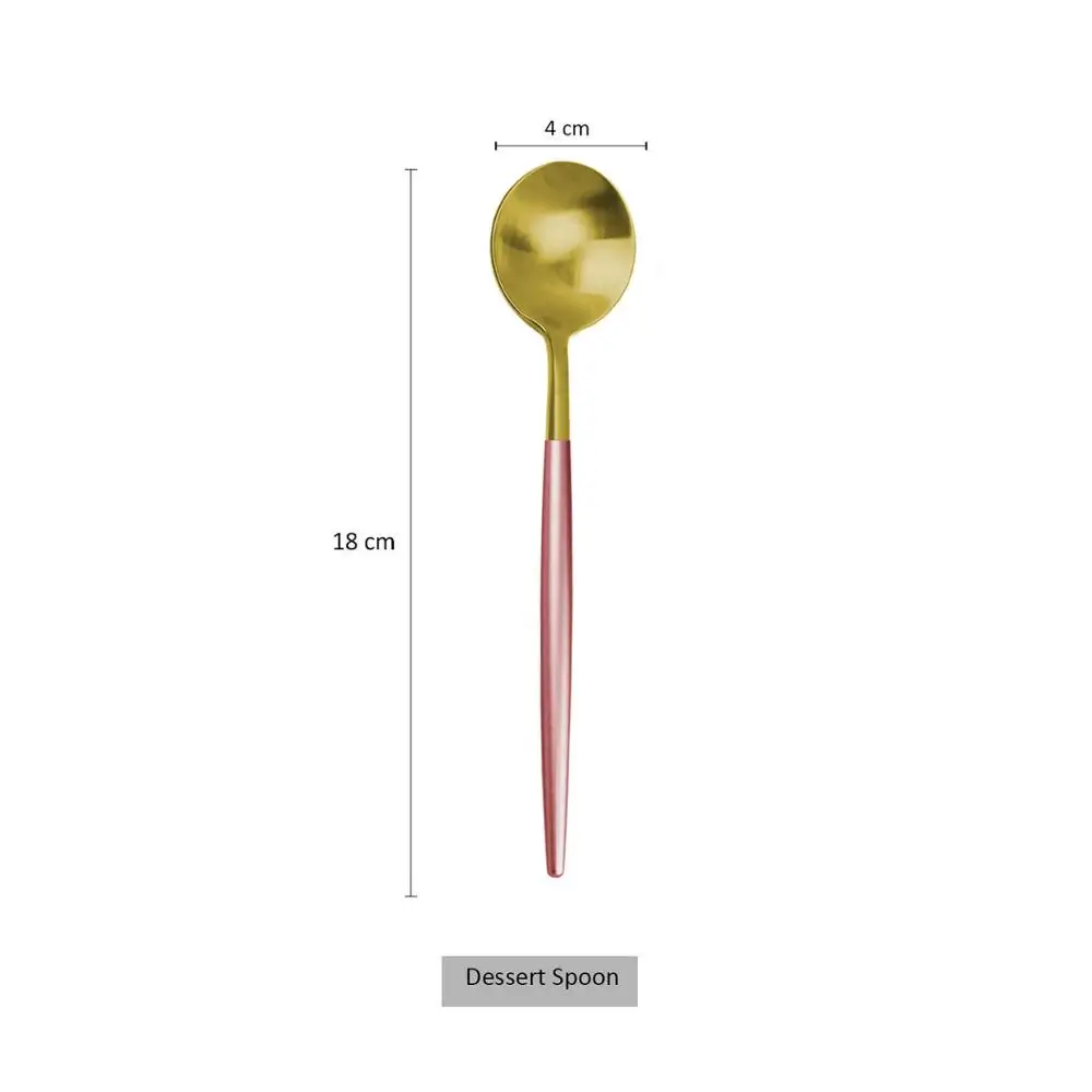 Набор столовых приборов из нержавеющей стали 304, западные кухонные приборы, роскошные вилки, чайная ложка, нож, ножевые изделия, Прямая - Цвет: Dessert Spoon