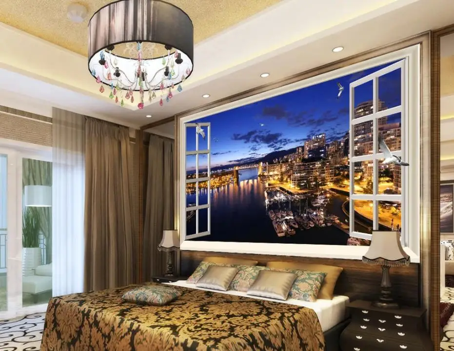 modern living room wallpapers Beautiful city starlight night scene HD TV background wall decoration painting modern living room wallpapers Beautiful city starlight night scene HD TV background wall decoration painting