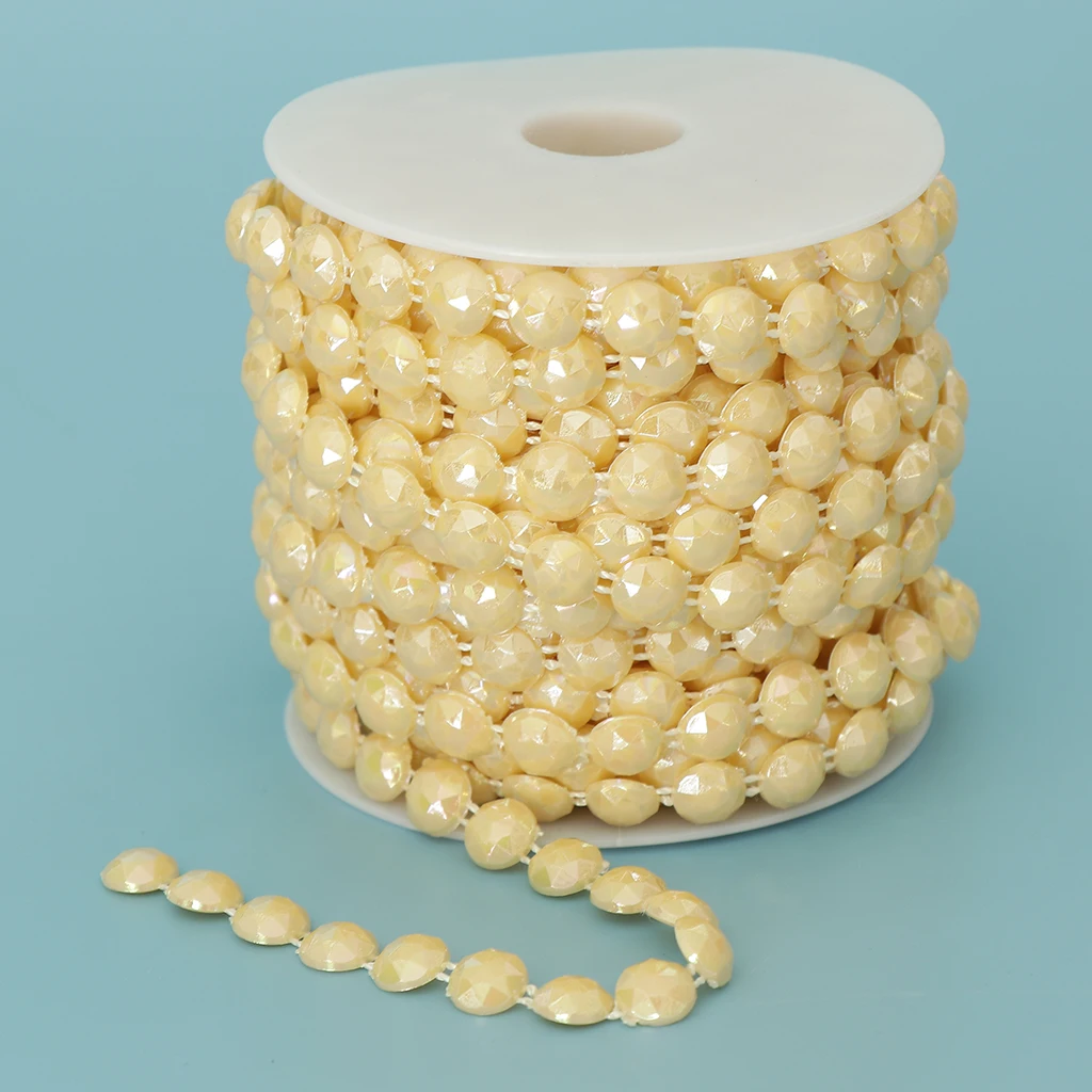 15m/Roll 10mm Half Round Beads String Artificial Pearls Strands for Garland Spool Beads DIY Craft Wedding Decor