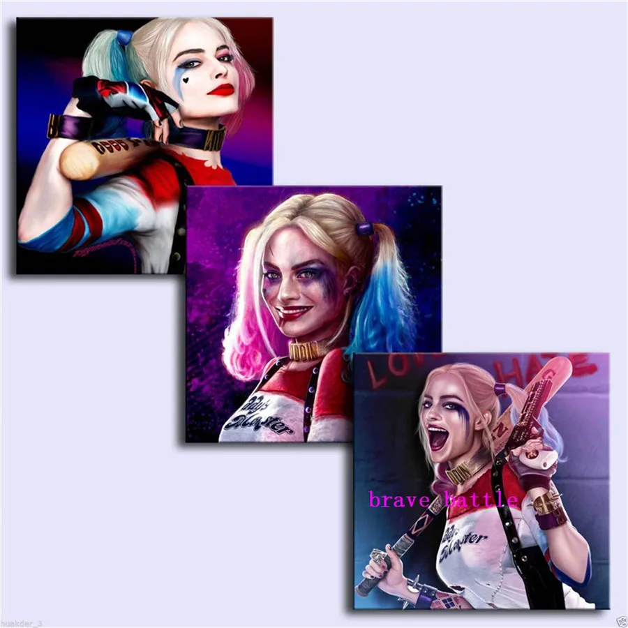 Justice League Harley Quinn 3 Pieces Canvas Painting Print Living Room