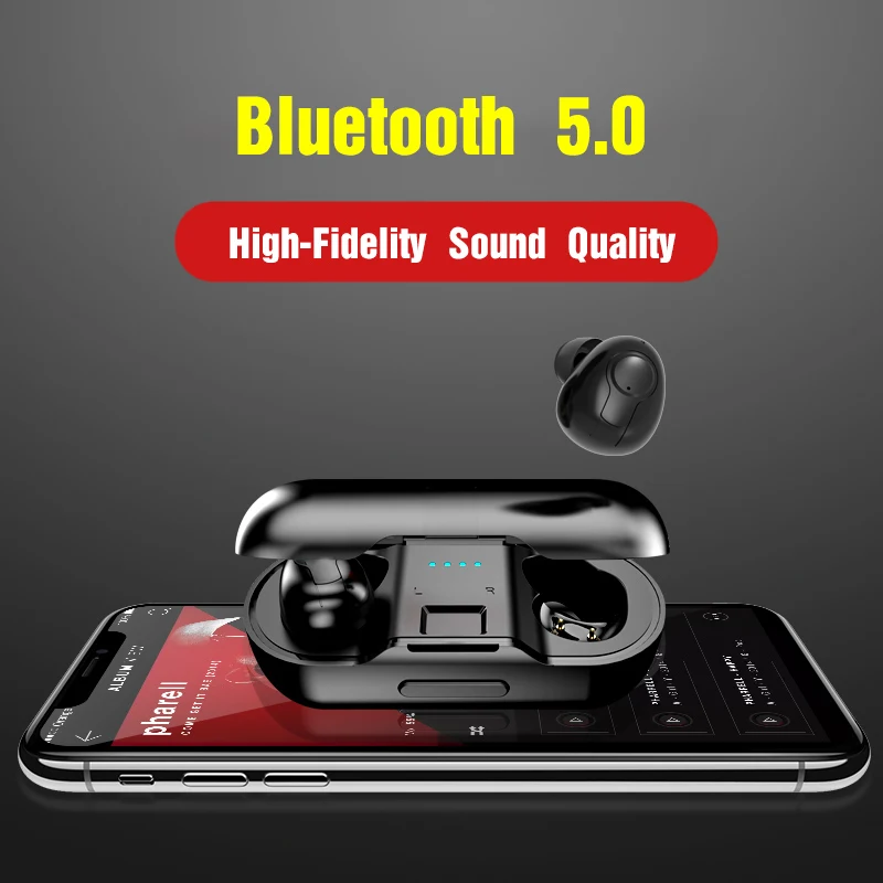 Наушники-вкладыши TWS Bluetooth V5.0 наушники-вкладыши Беспроводной наушники Bluetooth с зарядным футляром Шум снижение 3D гарнитура motion наушники