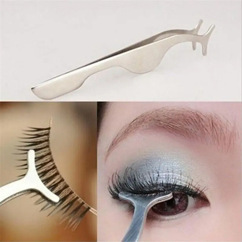 

1pc Stainless Steel False Eyelashes Curler Eyelash Extension Applicator Tweezer Clip Clamp Makeup Beauty Tools High Quality