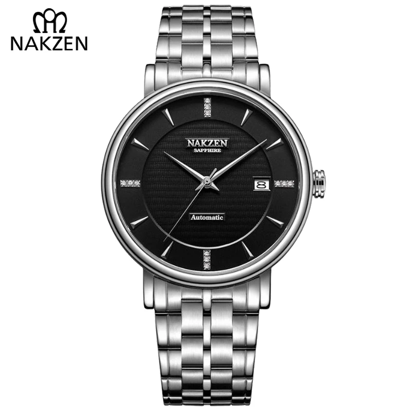 NAKZEN Men Japan Automatic Mechanical Watches Classic Luxury Waterproof Clock For Male Fashion Business Steel Mens Wrist Watch 