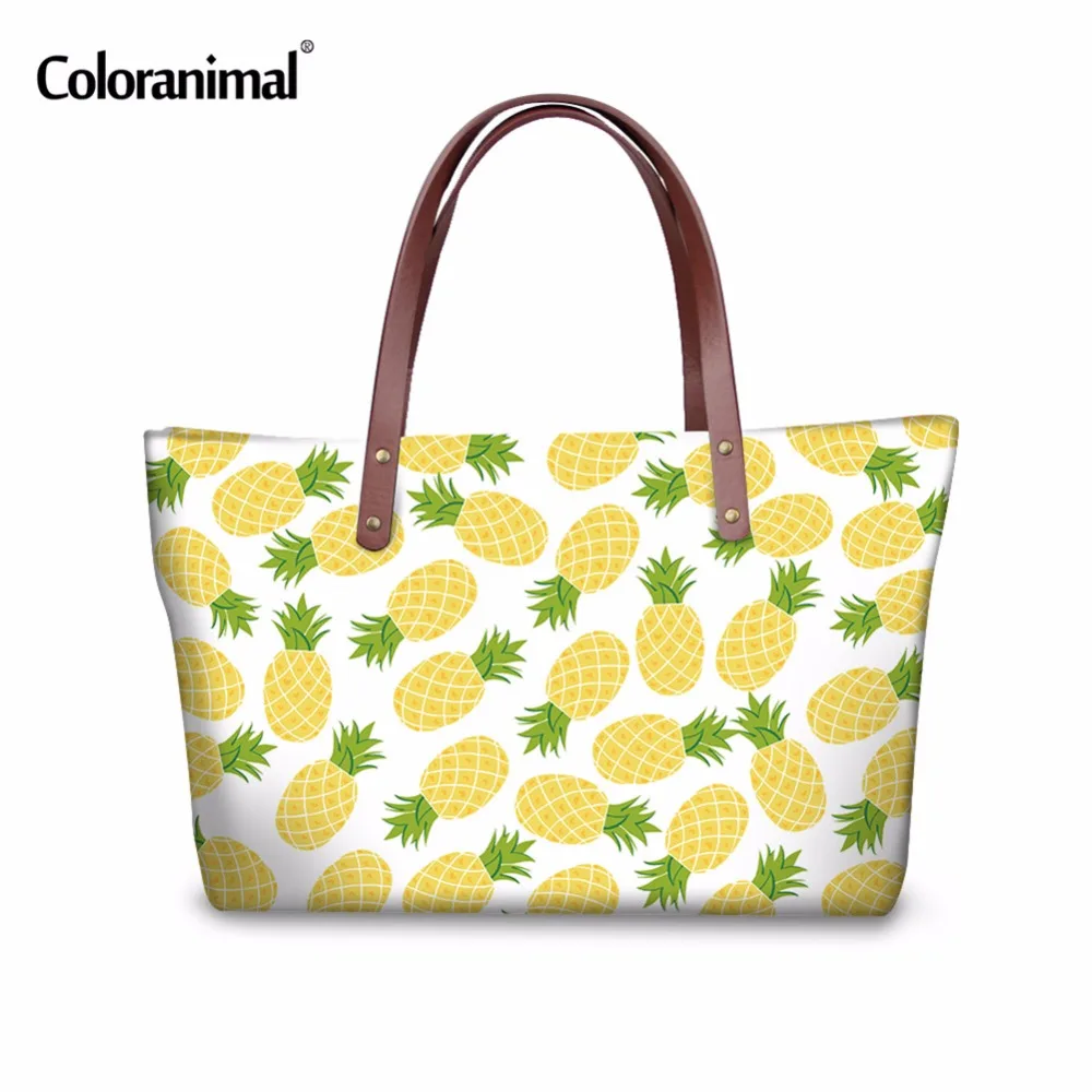 Best Coloranimal Fashion Women Handbag 3D Fruit Pineapple Printing Casual Large Capacity Hobos Bag Female Totes Bolsas Shouler Bags
