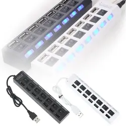 7 Порты и разъёмы USB 2,0 Black High Скорость концентратора Splitter кабель высокого Скорость для портативных ПК Mac