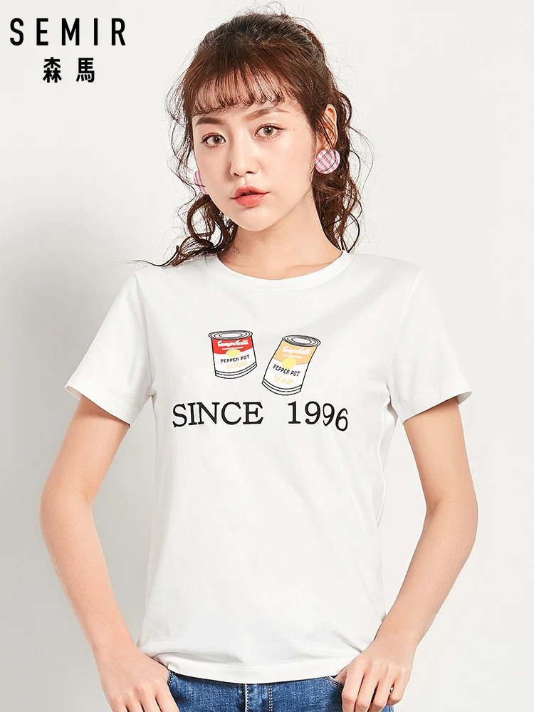 SEMIR женская футболка с коротким рукавом мотивом принтом топы Летняя Модная