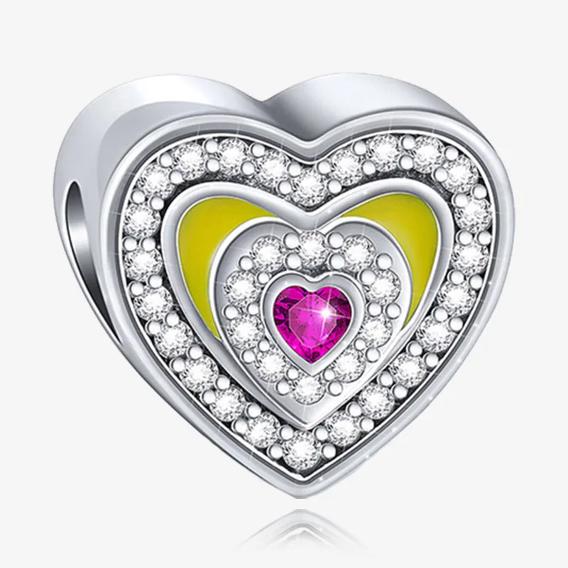 Strollgirl New Collection Romantic 925 Sterling Silver Love Heart Charm Beads Fit Original Pandora Bracelet Jewelry Accessories - Цвет: StrollGirlP6103