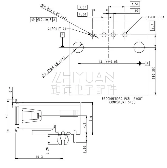 87520-3010APLF USB2.0 notebook socket connector female port 3