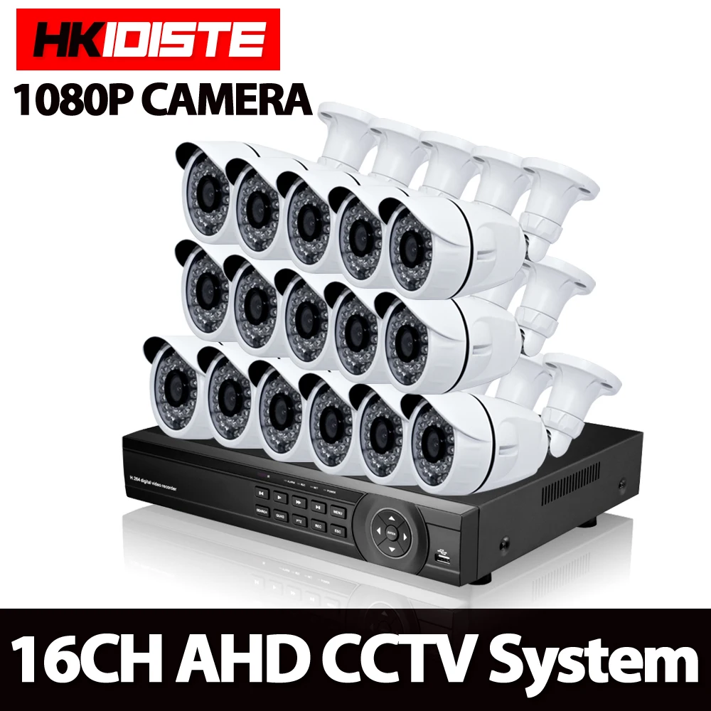 Home AHD 16CH 1080P HDMI DVR 3000TVL 2.0MP HD Outdoor Security Camera System 16 Channel CCTV Surveillance DVR Kit AHD Camera Set