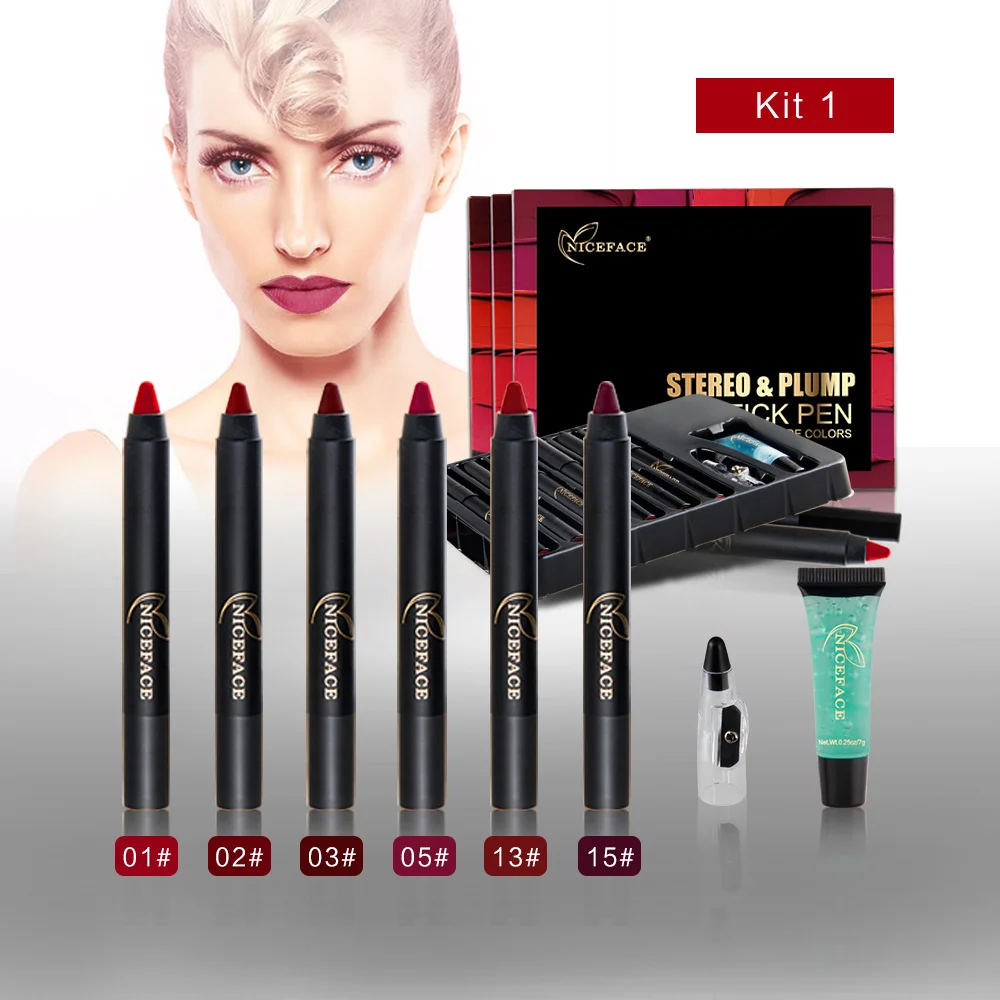 7pcs/set Waterproof Long Lasting Lips Pen Makeup Beauty Lip Pencil