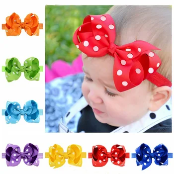 

20pcs/lot 4''Baby glirs Headbands 4 Inch Bow Polka Dot Grosgrain Dovetail Ribbon Bowknot Children Hair Accessories A141