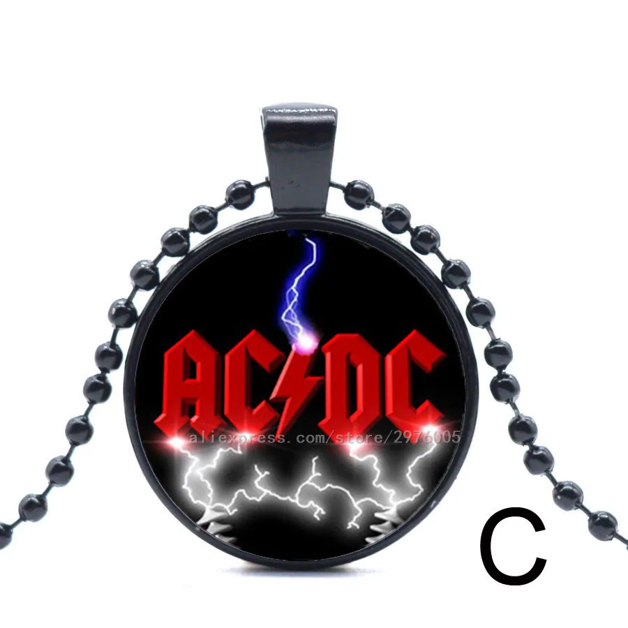 1 шт. AC DC серебряный кулон цепочки и ожерелья модные украшения молния стекло