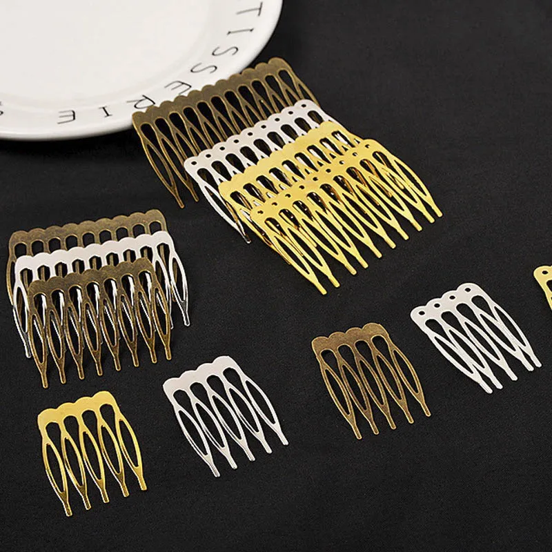 

10Pcs 5/10 Teeth Hair Comb Base Gold Bronze Silver Tone Hair Claw for DIY Jewelry Making Finding Bride Hair Decoration