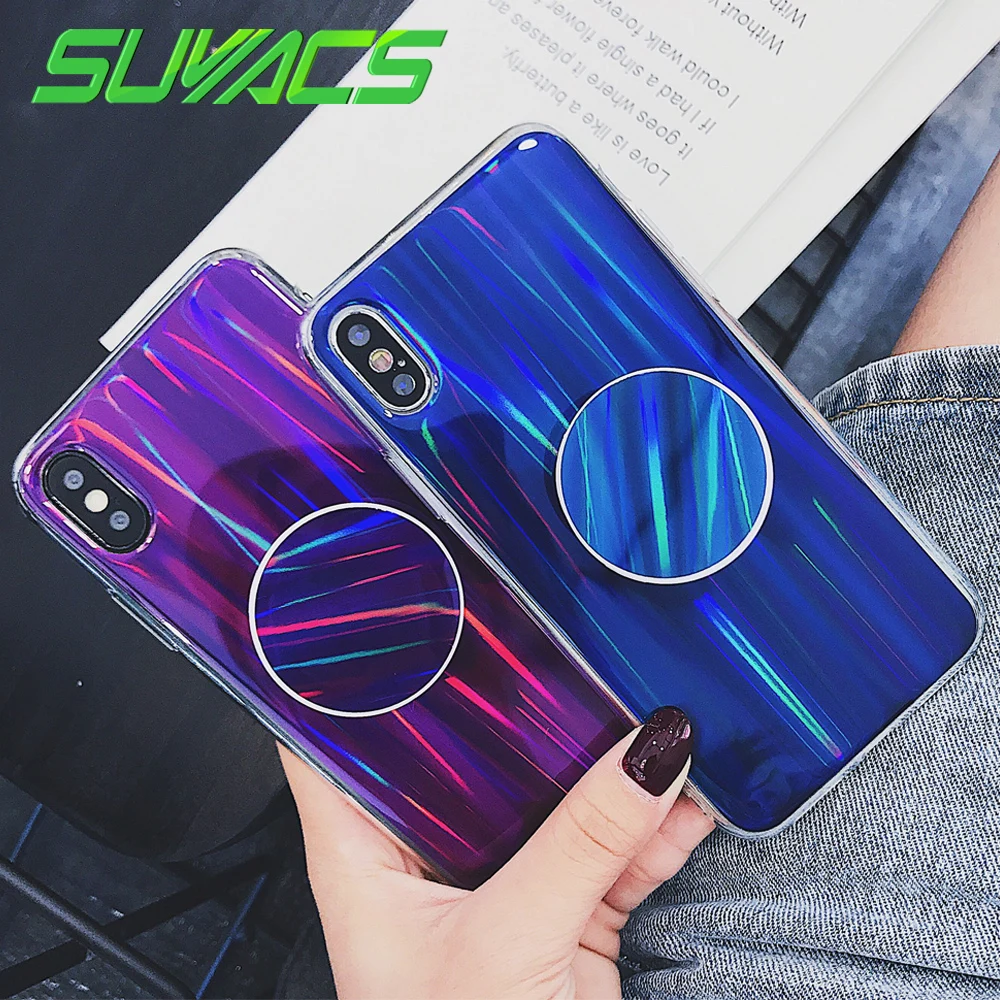 SUYACS Rainbow Holographic Iridescent Blue Purple Laser