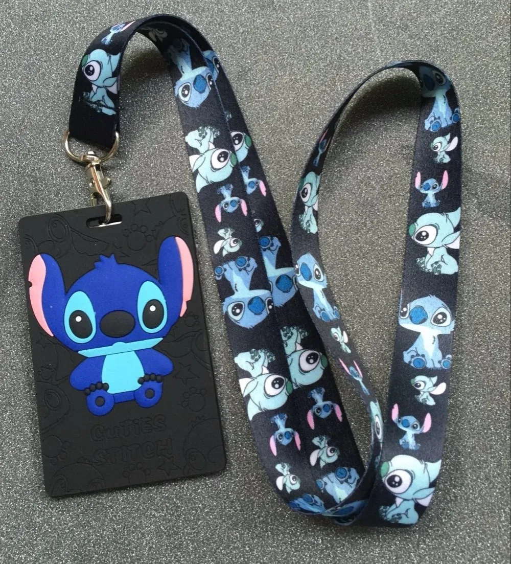 

1Pcs cartoon stitch High Quality Lovely Cute Lanyard ID Badge Holder Key Neck Strap kids gifts