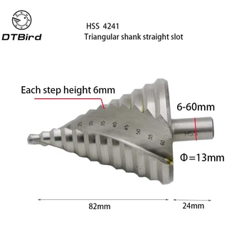 

6-60mm Hss Step Cone Drill Bit Hole Cutter Set 12 Steps Metric Step Drill Wood Plastic Metal Drilling Shank Dia 13mm