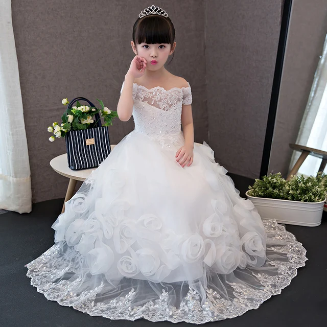 Shoulderless Liques Long Flower Dresses Wedding Ball Gown Shoulderless Liques Long Flower Dresses Wedding Ball Gown Fl Princess Dress Evening Maxi Kids S