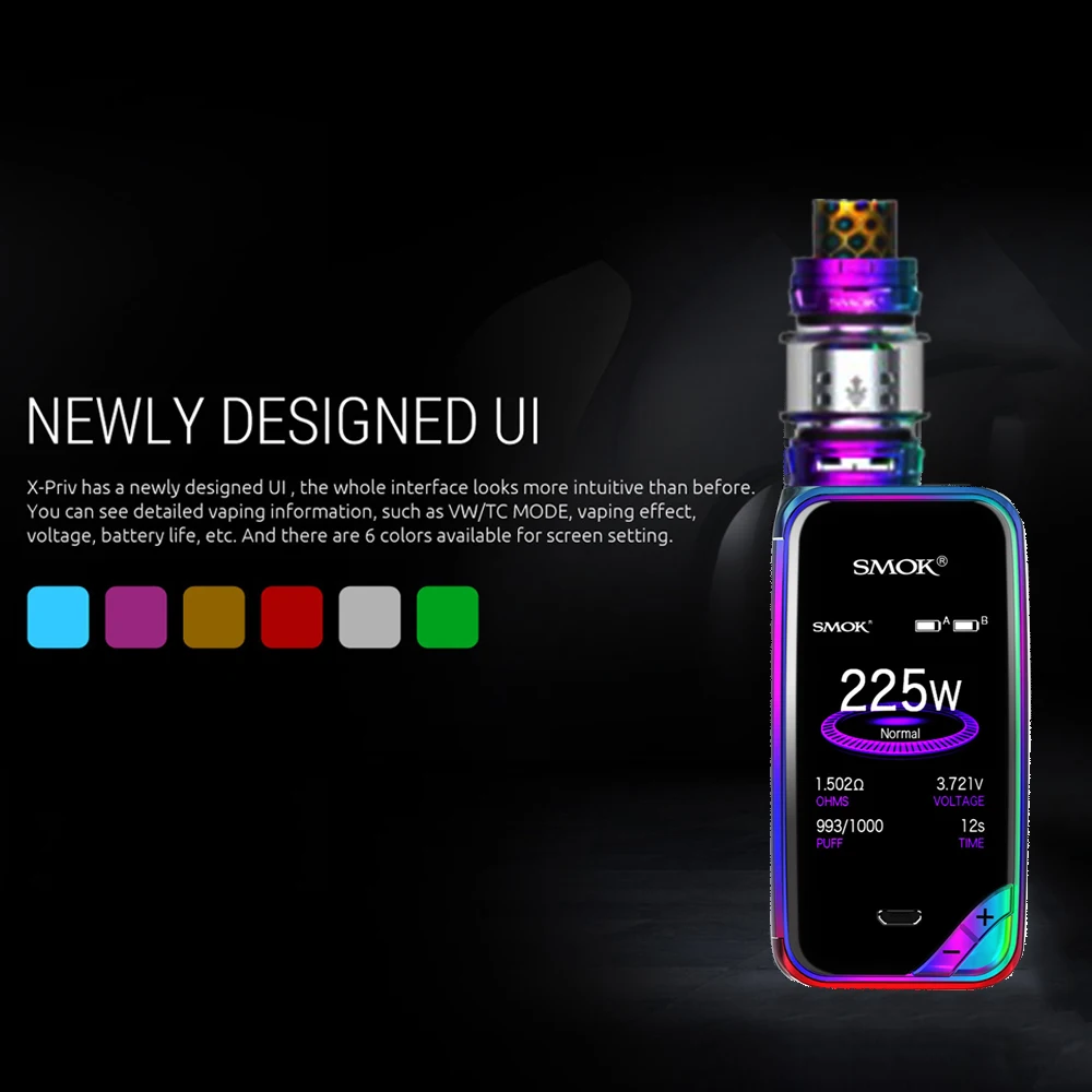 SMOK X-PRIV набор электронных сигарет 225 Вт X PRIV Box Mod с TFV12 Prince Tank 8 мл испаритель VAPE SMOK XPRIV Kit