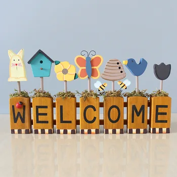 

Zakka Welcome Tag Wooden Letters Alphabet Letter Decoration Decorative Crafts Wall Decorations Shop Children's Room Home Decor