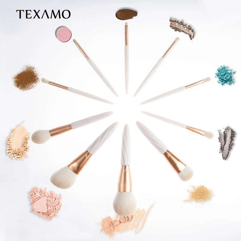

Texamo Make Up Brushes Tool Set 10pcs Luxur Cosmetic Brush Kit Premium Bionic Wool Makeup Brush Powder Foundation maquiagem