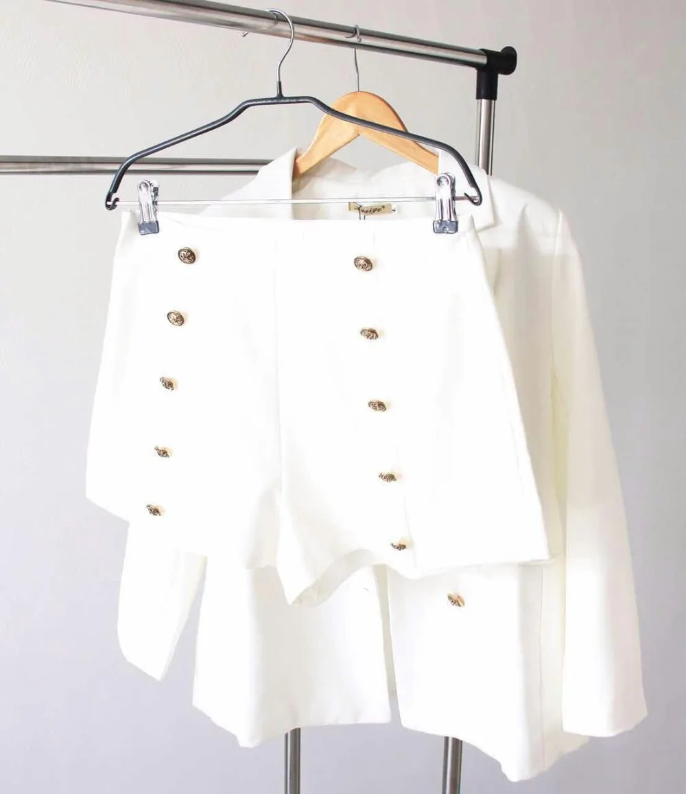 Spring New Small Suit Korean Women Casual Shorts Set Button Decoration Elegant Attractive Color Office Lady Suits